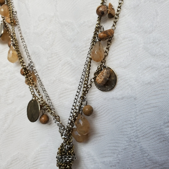 Tarnish Semi-precious Stone Layered Necklace - Picture 5 of 8